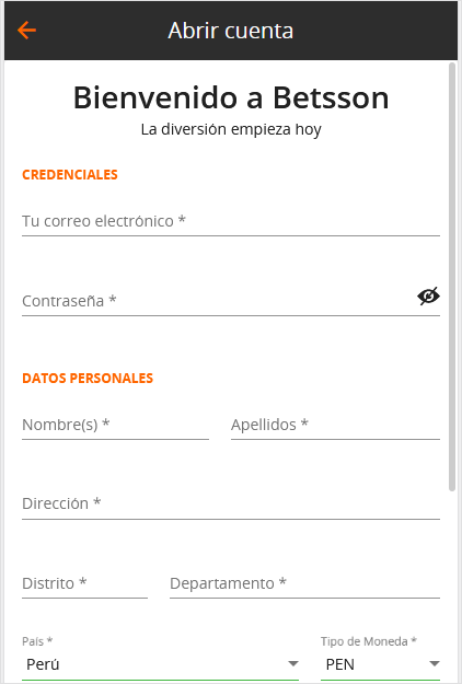 Registrarse en Betsson