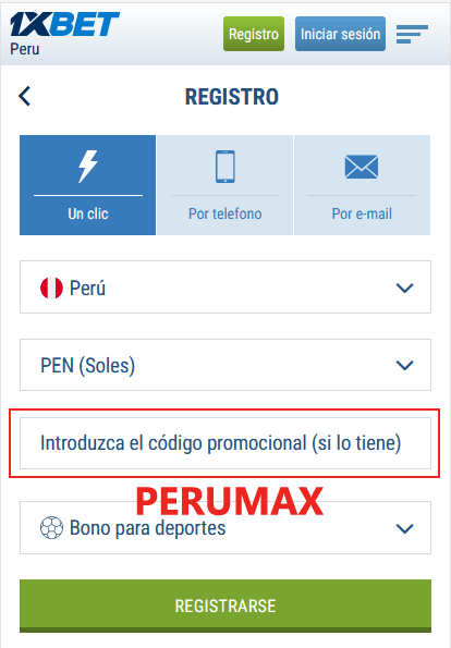 1XBet código promocional para Perú