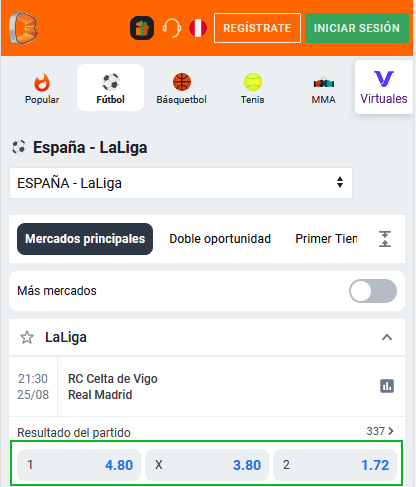 Cuotas de Betano