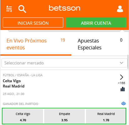 Cuotas Betsson, quién paga más Cuotas en Betsson