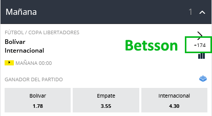 Cantidad de mercados de apuestas en Betsson